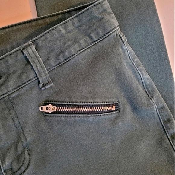 CAbi Hunter Green Zip Skinny Moto Stretch Denim Jeans #3388 - Size 4 - Picture 5 of 11